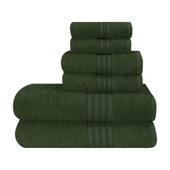 Boutiquo 100% Cotton 2 Bath, 2 Hand & 2 Face Towels 1800 Gsm | Eco-Friendly Towels For Men & Women Ultra Soft & Highly Absorbent - Olive Green (Set Of 6)