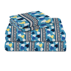 100% Cotton Double Bedsheet Set With 2 Pillow Covers | 90 X 90 Inches, Blue & White - Lightweight & Breathable, Perfect For All Seasons