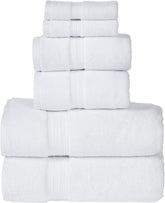 Senses By Riba 2 Bath + 2 Hand & 2 Wash Cloth Towel 1800 Gsm | All Cotton Premium Hotel & Spa Quality, Highly Absorbent Towel (White) - 6 Piece
