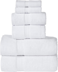 Senses By Riba 2 Bath + 2 Hand & 2 Wash Cloth Towel 1800 Gsm | All Cotton Premium Hotel & Spa Quality, Highly Absorbent Towel (White) - 6 Piece