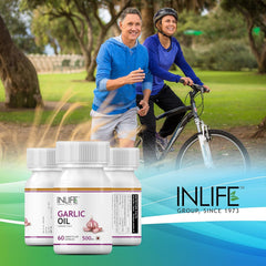 Inlife Natural Garlic Oil Capsules For Heart Health & Immune Support For Men & Women | 60 Liquid Filled Capsules 100gm 0.2lbs Each Pack Of 4