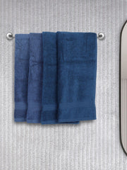 Bianca Ultra Soft Zero Twist 100% Cotton Towel Hand Towel 480 Gsm | Super Absorbent, Fluffy, Aerocore Organic Technology - For Men, Women, Gym, Kitchen (Navy)- Pack Of 4