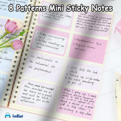 256 Pcs Sticky Notes Set With Dispenser, 8 Patterns Mini Sticky Notes For School, Home (Pink)