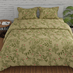 King Size For Double Bedsheet 2 Pillow Covers - 108 X 108 Inches, Green & Pink | Soft & Durable For Everyday Use - All Season Comfort