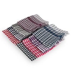 G 1 Kitchen Duster Wet Dry Cotton Cleaning Cloth/Mop Dish Towels, Cotton Checkered Pattern - Set Of 4 (Multi-Colour)
