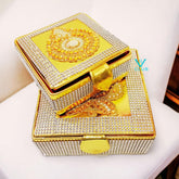 Velvet Golden Shagun Box, Decorative Gift Box For Jewellery, Sagan Wedding Occasion Return Favors, Traditional Indian Marriage Gifting For Bride Groom & Relatives, Pack Of 2