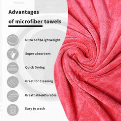 Midastra Weft Microfiber Bath Towel 500 Gsm | Extra Soft, Lint-Free, Quick-Dry & Highly Absorbent Towel (Red)