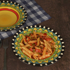 Hand Painted Ceramic Pasta Plate Set Of 2 - 9 Inches, Multicolor | Soup Plates - Maggi Plates