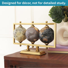 Globe For Office Table Rotating World Map For Kids Room Office Decor, 4 - Inch Diameter Globes With Black Metal Stand For Study Table (Gold Rectangle Frame) Pack Of 1