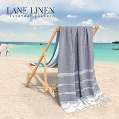 Lane Linen Beach Towel 699 Gsm | Oversized, Pre-Washed Large Beach Towels, Sandless Beach Towel, Quick Dry Travel Towel - Navy Blazer (2 Pack)