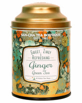 San-Cha Ginger Green Tea - 25 Silky Tea Bags | Sweet Zingy & Refreshing Detox Tea - Environment Friendly & Made In Corn Fiber | Low Caffeine, Low Bitterness