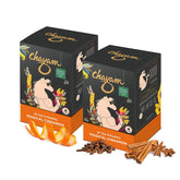 Chayam Magical Cinnamon Green Tea - Pack Of 2 X 20 Pyramid Tea Bags | 100% Natural Real & Whole Ingredients - Blended With Orange Peel, Clove, Star Anise | Low Caffeine, Gluten Free, No Added Sugar