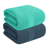 House Of Terry 100% Cotton Bath Towel 900 Gsm | Quick Dry, Soft & Absorbent, Fade-Resistant, Skin-Friendly For Men & Women Towel (Turquish & Oslo Blue) - Pack Of 2