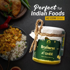 Natural Premium A2 Cow Ghee By Brahmras | Rich In Vitamins Using Traditional Bilona Method Cow Ghee Good For Weight Loss | (100ml) 3.3 Ounce | Jar Pack