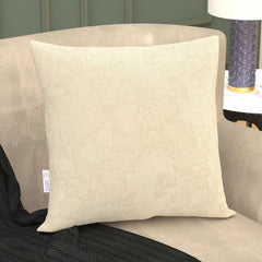 Microfiber Square Soft Pillow Cushion For Sofa & Bed, Cream - 24 X 24 Inch | Fluffy Pillow For Comfort & Back Support | Breathable, Washable | Premium Velvet Cover With Zip - Pack Of 1