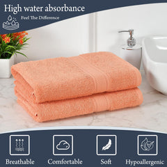 Fresh From Loom Luxury Edition Egyptian 100% Pure Cotton Bath Towel 1200 Gsm | High Water Heavy Soft Dual Stitched Bath Towel (Salmon) - 2 Pcs