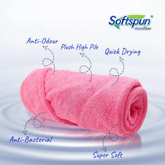 Softspun Microfiber Bath & Hair, Care Towel 333 Gsm | Super Soft & Comfortable, Quick Drying, Ultra Absorbent In Large Size (Pink)