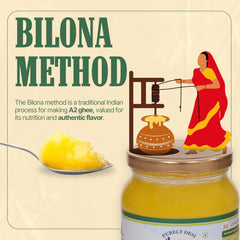 100% Natural A2 Desi Cow Ghee By Purely Desi | Vedic Bilona Method -Traditional Curd Churned Desi Danedar Cow Ghee | (1 Litr) 33.8 Ounce | Jar Pack