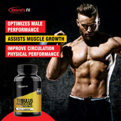 Naturals Fit Testosterone Booster For Men Tribulus Terrestris Extract 1000mg, Supplement 20% Saponins For Bodybuilding | 60 Capsules 100gm 0.2lbs