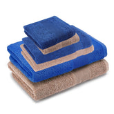 Haus & Kinder Harmony Combed Bath 1800 Gsm | Ultra Soft, Super Absorbent 100% Cotton Towels For Bathroom, Gym, Travel, Sports & Yoga | Cobalt & Almond (Pack Of 6)
