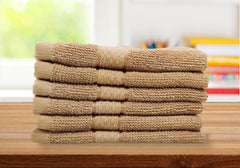 Caslino Small Cotton Face Towels 600 Gsm | Soft & Absorbent Towel For Women & Men - Dark Beige (Pack Of 6)