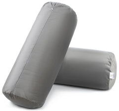 Microfiber Bolster Pillow For Bed & Sofa, Side, Diwan, Grey - 10 X 25 Inch | Round Side Pillow | Light, Soft & Fluffy For Neck & Back Support | Washable, Velvet Cover With Zip - Set Of 2