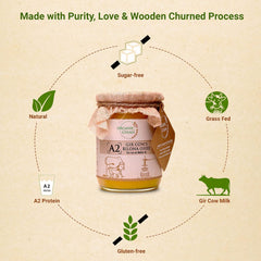 Natural A2 Gir Cow'S Bilona Ghee By Organic Gyaan | Good Source Of Healthy & Nutrients Desi Cow Ghee Perfect For Sweets | (500ml) 16.9 Ounce | Jar Pack