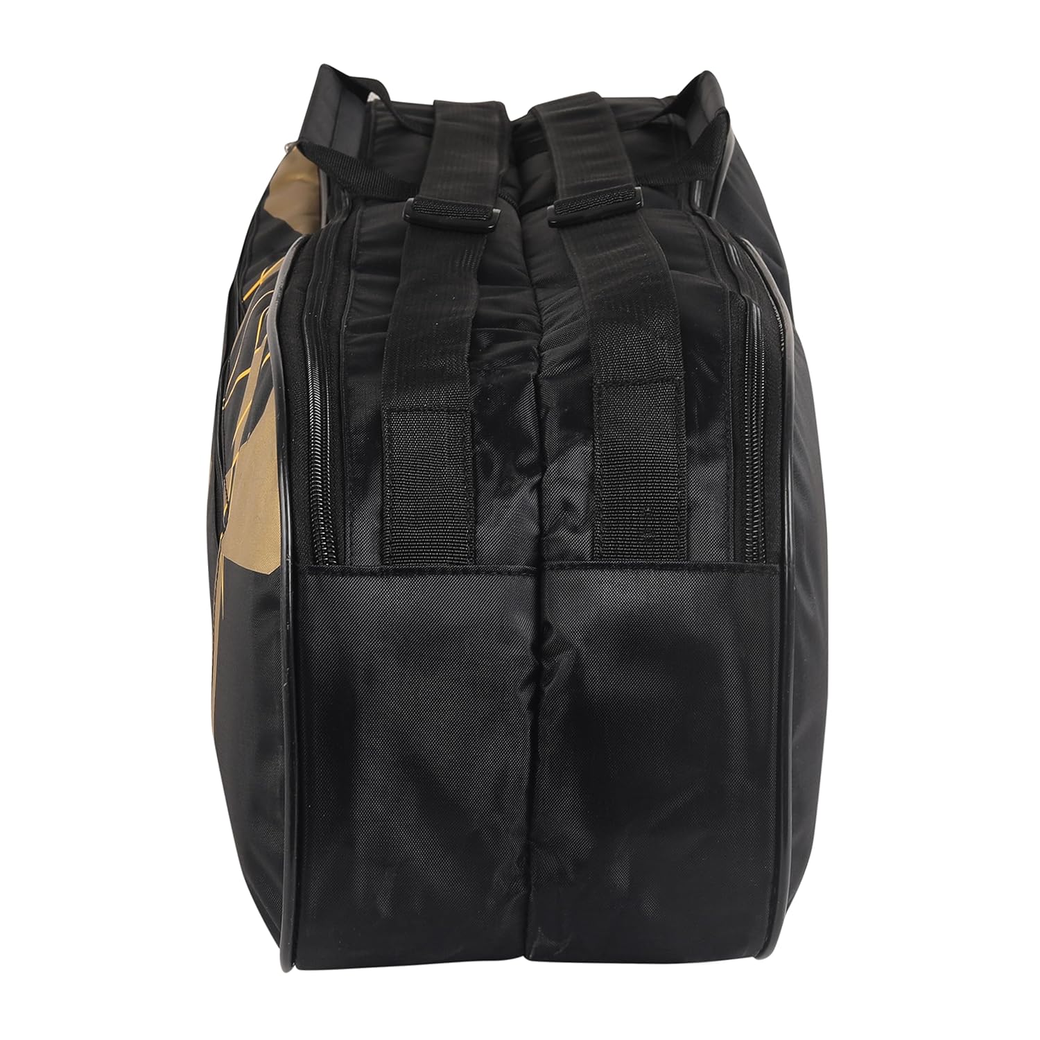Yonex Badminton Kitbag BT5, 2 Zipper Compartment For Storage Of 3 Rackets & Clothes | Colour - Black & Gold, Size - Small, Material - Nylon Yonex Badminton Kitbag BT5, 2 Zipper Compartment For Storage Of 3 Rackets & Clothes | Colour - Black & Gold, Size - Small, Material - Nylon