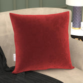 Microfiber Square Soft Pillow Cushion For Sofa & Bed, Maroon - 24 X 24 Inch | Fluffy Pillow For Comfort & Back Support | Hypoallergenic, Washable | Premium Velvet Outer Cover - Pack Of 1