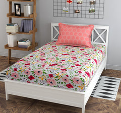 1 Single Bedsheet With 1 Pillow Cover - 60 X 90 Inches, Multicolor | Smooth, Breathable, Fade Resistant | Lightweight, Skin Friendly, Soft Fabric Suitable For Warmer Seasons