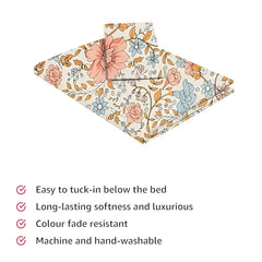 Floral Printed Single Bedsheet Size With 1 Pillow Cover - 60 X 90 Inches, Multicolor | Cotton Wrinkle Free Soft, Breathable | Durable & Long-Lasting