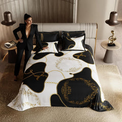 Bedding Set 1 Bedsheet King Size With 4 Pillow Cover - 108 X 108 Inches, Deep Black & White | Wedding, Bedroom, Date Night Collection | 300 Thread Count