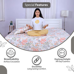 100% Cotton Double Bedsheet For King Size With 2 Pillow Covers | 108 X 108 Inches, White & Peach - Perfect For Home, Guest House, Hotel | Soft, Breathable & Comfortable