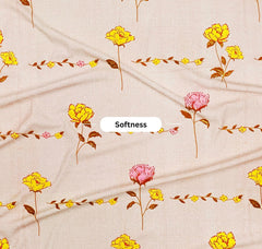 Super King Size Bedsheets With 2 Large Pillow Covers - 108 X 108 Inches, Peach & Yellow | Luxury Soft Brushed Glace Cotton - Long Lasting & Wrinkle Free | 3 Pcs Set