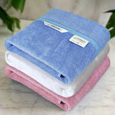 Heelium Bamboo Bath Towel 3x Softer & Quick Drying 400 Gsm (Iris, White, Peach)