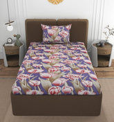 1 Single Bedsheet With 1 Pillow Cover - All Around Elastic Fitted | 100% Premium Fabric Is Lightweight, Soft & Comfortable | Size 36 X 72 X 8 Inches, Purple