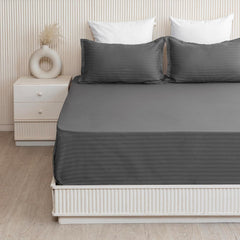 Premium Soft Cotton Bedsheets With 2 Piece Pillow Cover, Double Bed - 90 X 100 Inches, Grey | Wrinkle-Free & Skin-Friendly