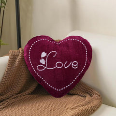 Heart Shape Pillow, Soft Cushion Pillow For Car & Room Decoration, Love Print - Cherry Red - 12 Inches | Decorative Plushie Cushions For Sofa & Bed | Head Rest, Multipurpose Use - Set Of 20
