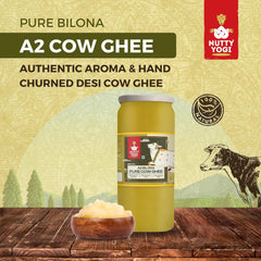100% Natural Bilona A2 Desi Cow Ghee By Nutty Yogi | Delicious & Nutritious Healthy Homemade Desi Cow Ghee | (1 Litr) 33.8 Ounce | Jar Pack
