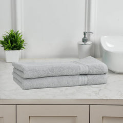 Fresh From Loom Luxury Fur Collection Hand Towel 500 Gsm Napkins Cotton High Absorbency Double Stitched Size (Grey) - Set Of 2