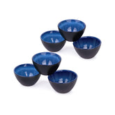 Ceramic Veg Bowls Set Of 6 For Dinner - 220ml Each, Blue Reactive | Katori Set - Ceramic Bowls Set | Dessert Bowl Set With Glossy Finish - Ice Cream Bowls