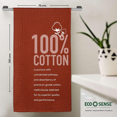 Eco Sense Basket Weave 100% Cotton Luxuriosly Bath Towels 350 Gsm | Soft, Super Absorbent, Large Size Quick Dry Bath Towel - Cinnamon (Pack Of 1)