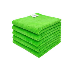 Softspun Microfiber Cleaning Cloths Towel 300 Gsm | Thick Lint & Streak-Free Multipurpose Cloths Automotive Microfibre Towels For Car, Bike Cleaning Polishing Washing Pack Of 5 (Green)