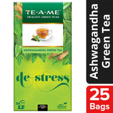 TE-A-ME Ashwagandha De-Stress Green Tea - 25 Tea Bags | Reduces Stress & Anxiety - Goodness Of 10 Natural Ingredients