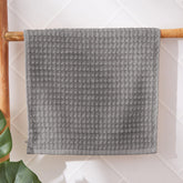 Linenwalas 100% Bamboo Waffle Quick Dry Hand Towel 720 Gsm | Ultra Soft, Super Absorbent Luxury Bathroom & Travel Friendly Light Weight Hand Towel (Grey) - Set Of 6