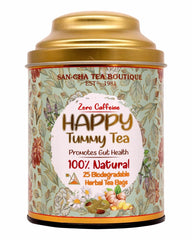 San-Cha Happy Tummy Herbal Tea - 25 Biodegradable Herbal Tea Bags | Promotes Gut Health - Zero Caffeine | Digestive Tea