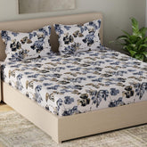 Flat 1 King Size Bedsheet With 2 Pillow Covers - Size 108 X 108 Inches, White & Grey | Luxury Soft Sheet, Lightweight & Breathable Bedsheet