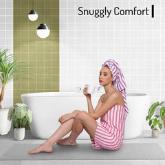 Patvy Bath Towels 240 Gsm | Light Weight Turkish Style Stripe Bath Towels For Men & Women Large Size (Rose)- Pack Of 1
