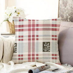 Microfiber Square Pillow Cushion For Sofa & Bed, Maroon & White - 12 X 12 Inch | Fluffy, For Comfort & Back Support | Breathable, Neck Support | Premium Cotton Cushion Cover With Zip - Set Of 1