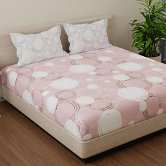 1 King Bedsheet With 2 Pillow Covers - 108 X 108 Inches, Pastel Peach & Off White | Beautiful Print & Luxury Look Bedsheet | Cotton Bedsheet Is Naturally Comfortable